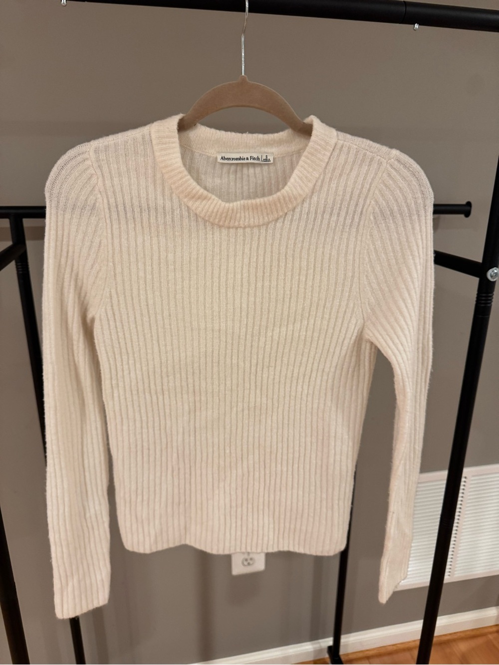 Abercrombie & Fitch Soft Cream Ribbed Crew Sweater